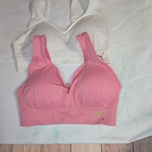 Puma Women's Pink and White Sports Bra Set